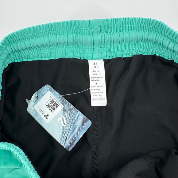 Amazon Brand Mens Green Compression Swim Trunks Lined Drawstring Large 34 NWT - Picture 7 of 10